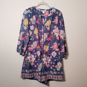 Tabitha Webb Blue Floral Long Sleeve Romper 4